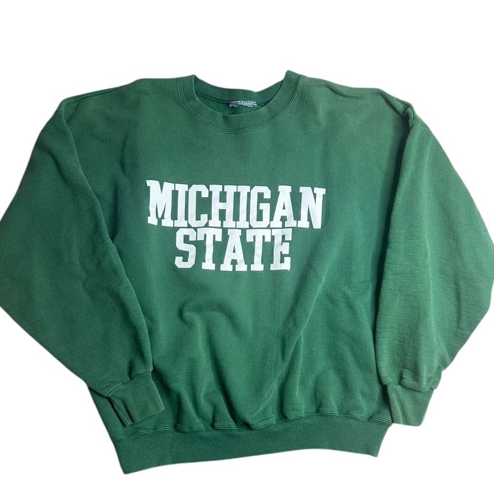 Vintage Michigan State University Crewneck Sweatshirt Green‎ MSU Spartans No Tag